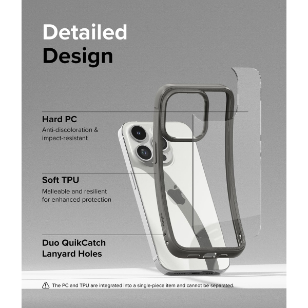Rin gke Fusion Bold Serisi Apple iPhone 15 Pro Klf-Gray