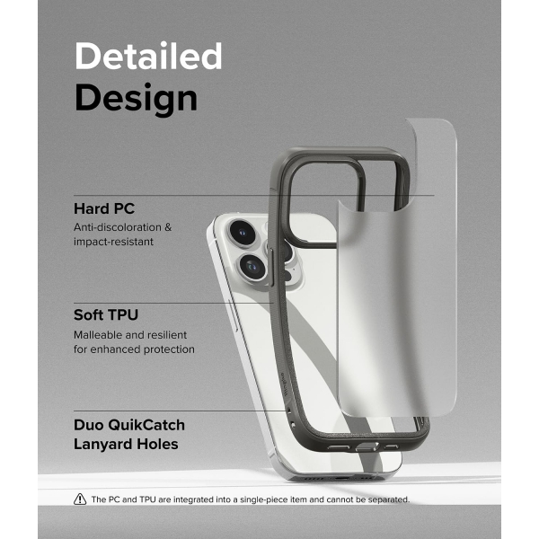 Rin gke Fusion Bold Serisi Apple iPhone 15 Pro Klf-Matte Gray