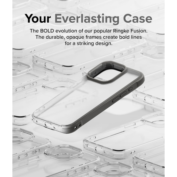Rin gke Fusion Bold Serisi Apple iPhone 15 Pro Klf-Matte Gray