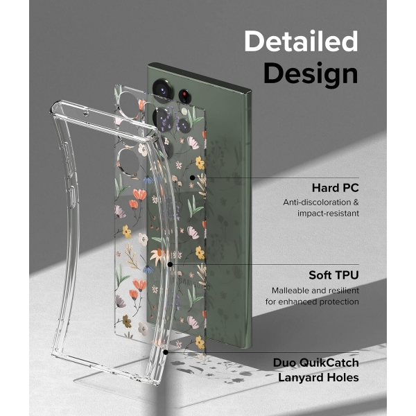 Rin gke Fusion Design Serisi Galaxy S23 Ultra Klf-Dry Flowers