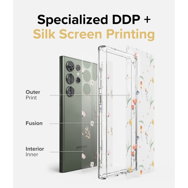 Rin gke Fusion Design Serisi Galaxy S23 Ultra Klf-Dry Flowers
