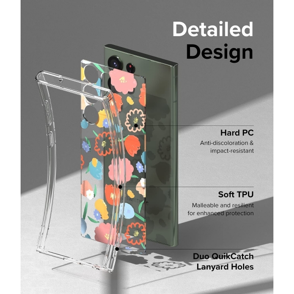 Rin gke Fusion Design Serisi Galaxy S23 Ultra Klf-Floral