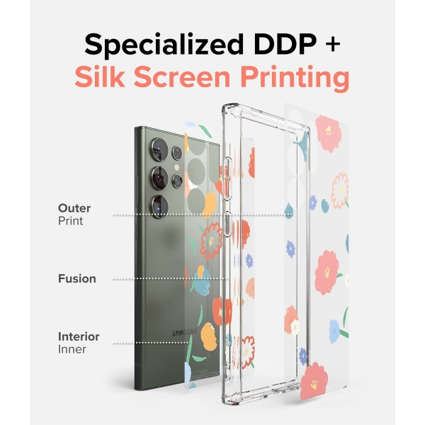 Rin gke Fusion Design Serisi Galaxy S23 Ultra Klf-Floral