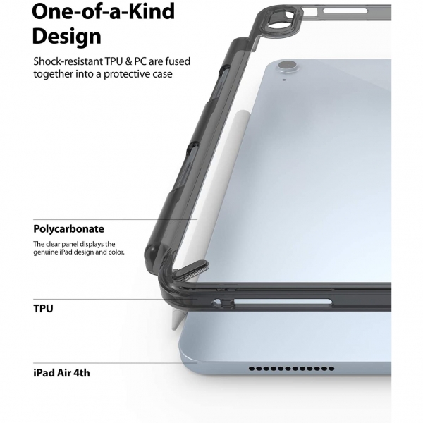 Rin gke Fusion iPad Air 4 Kalem Blmeli Klf-Black