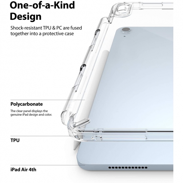 Rin gke Fusion iPad Air 4 Kalem Blmeli Klf-Clear