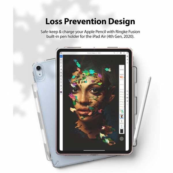 Rin gke Fusion iPad Air 4 Kalem Blmeli Klf-Clear