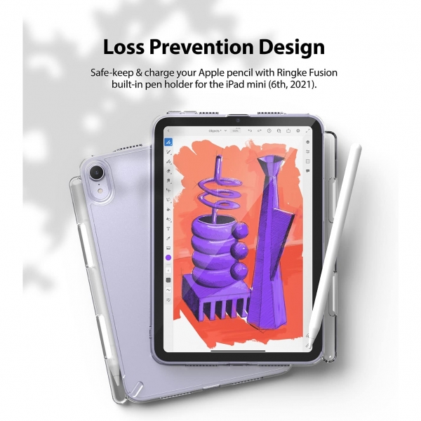 Rin gke Fusion iPad Mini 6 Kalem Blmeli Klf-Clear