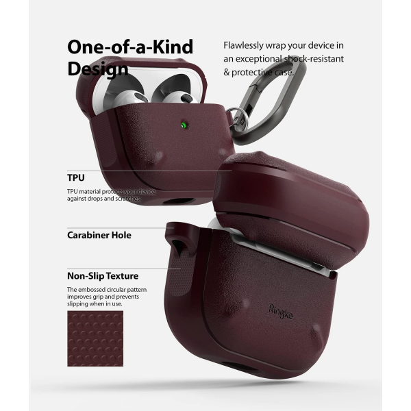 Rin gke Hinge Apple AirPods 3.Nesil Klf -Burgundy 