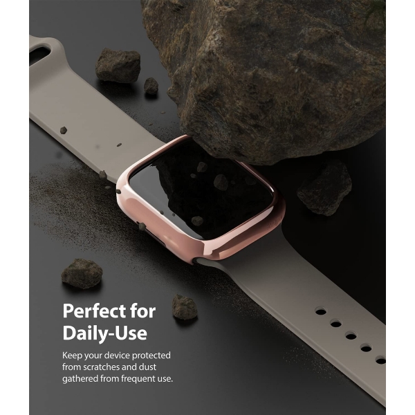 Ringke nce Apple Watch 7 Bumper Klf (45mm)(2 Adet)-Clear Chrome Rose Gold