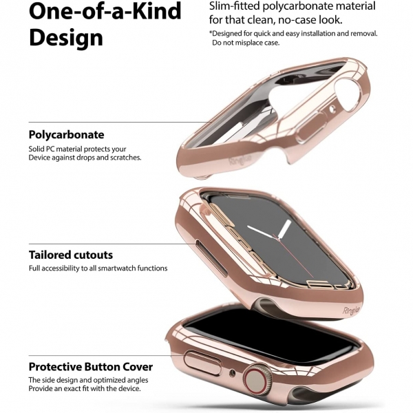 Ringke nce Apple Watch 7 Bumper Klf (45mm)(2 Adet)-Clear Chrome Rose Gold