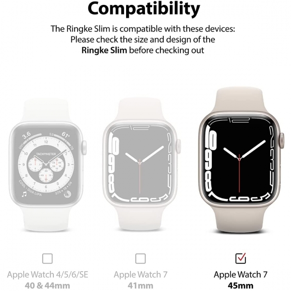 Ringke nce Apple Watch 7 Bumper Klf (45mm)(2 Adet)-Clear White