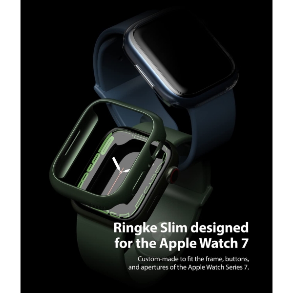 Ringke nce Apple Watch 7 Bumper Klf (45mm)(2 Adet)-Clear Deep Green