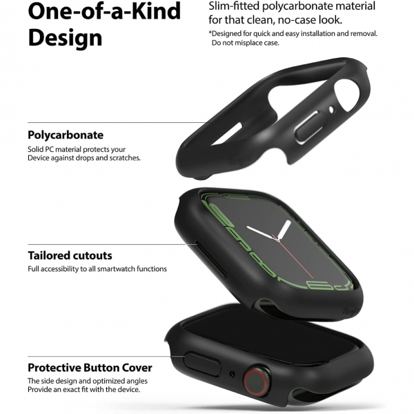 Rin gke nce Apple Watch 7 45mm Bumper Klf -Clear Matte Black