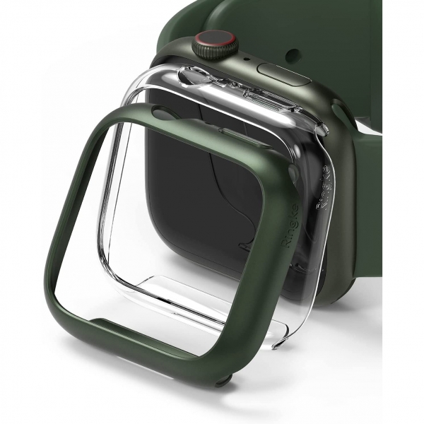 Ringke nce Apple Watch 7 Bumper Klf (41mm)(2 Adet)-Clear Deep Green