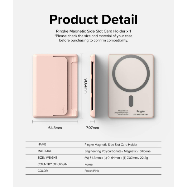 Rin gke Manyetik MagSafe Czdan Klf-Peach Pink 