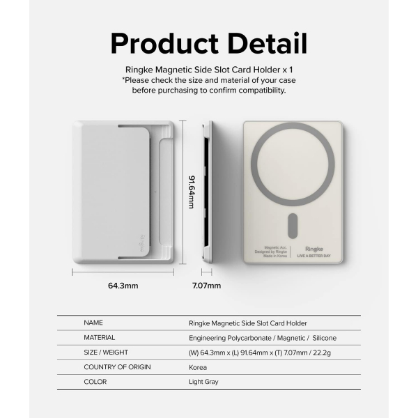 Rin gke Manyetik MagSafe Czdan Klf-Light Gray