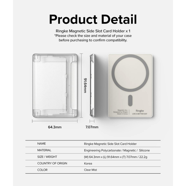 Rin gke Manyetik MagSafe Czdan Klf-Clear Mist