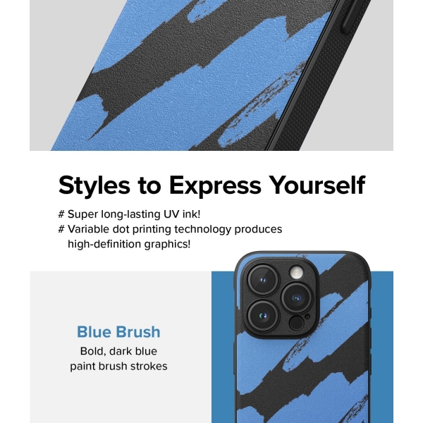 Rin gke Onyx Design Serisi Apple iPhone 15 Pro Klf-Blue Brush
