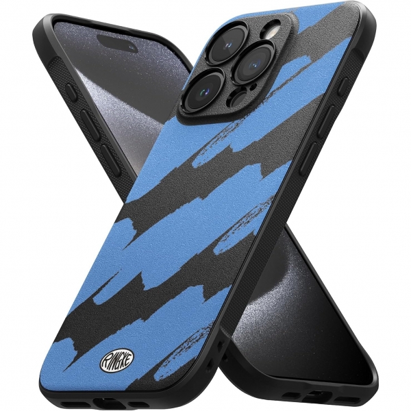 Rin gke Onyx Design Serisi Apple iPhone 15 Pro Klf-Blue Brush