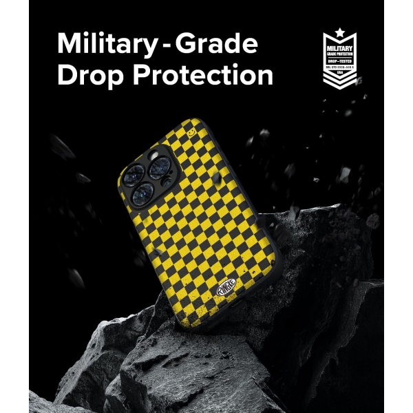 Rin gke Onyx Design Serisi Apple iPhone 15 Pro Klf-Checkerboard Yellow