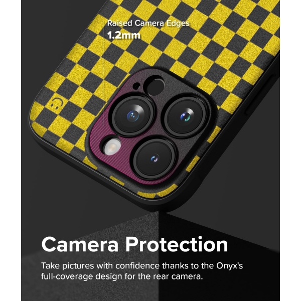 Ringke Onyx Design Serisi Apple iPhone 15 Pro Klf-Checkerboard Yellow