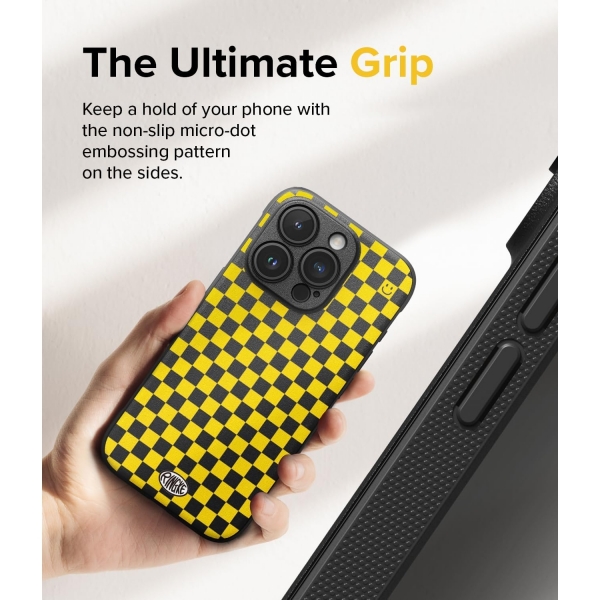 Rin gke Onyx Design Serisi Apple iPhone 15 Pro Klf-Checkerboard Yellow