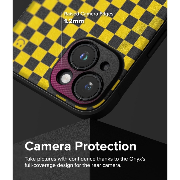 Rin gke Onyx Design iPhone 15 Plus Klf-Checkerboard Yellow
