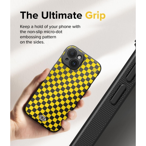 Rin gke Onyx Design iPhone 15 Plus Klf-Checkerboard Yellow