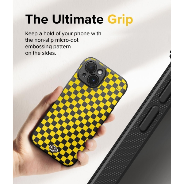 Ringke Onyx Design Serisi Apple iPhone 15 Plus Klf-Checkerboard Yellow