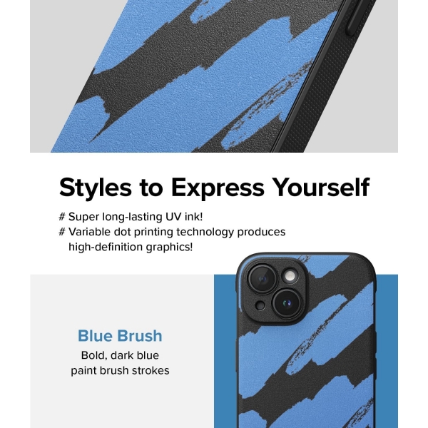 Ringke Onyx Design Serisi Apple iPhone 15 Plus Klf-Blue Brush