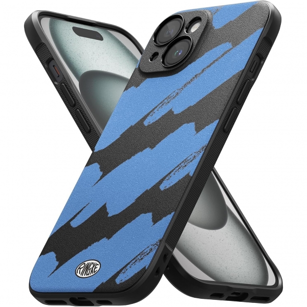 Ringke Onyx Design Serisi Apple iPhone 15 Plus Klf-Blue Brush
