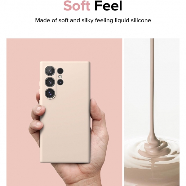 Rin gke Galaxy S24 Ultra MagSafe Silikon Klf-Pink Sand 
