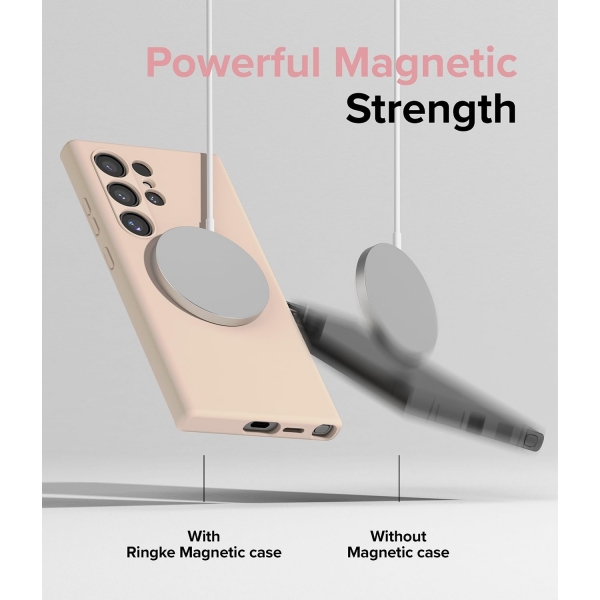 Rin gke Galaxy S24 Ultra MagSafe Silikon Klf-Pink Sand 