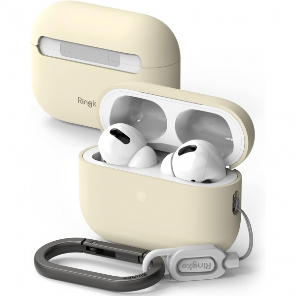 Rin gke Silikon Apple AirPods Pro 2.Nesil Klf -Cream 