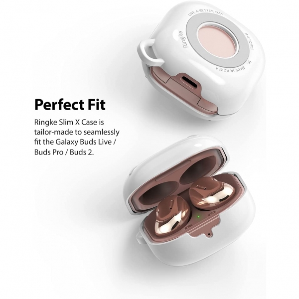 Rin gke Slim-X Samsung Galaxy Buds Live Klf -Glossy White