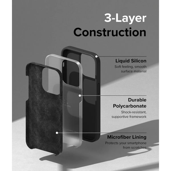 Rin gke iPhone 14 Pro Silikon Klf-Black