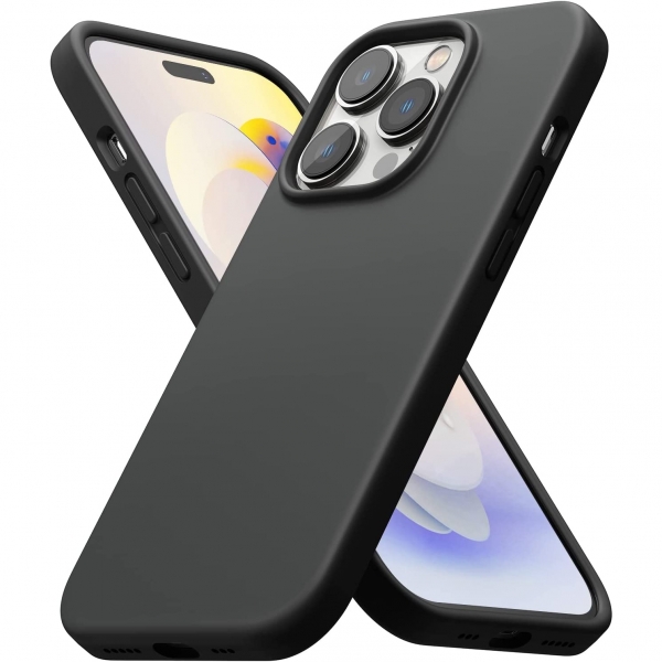 Rin gke iPhone 14 Pro Silikon Klf-Black