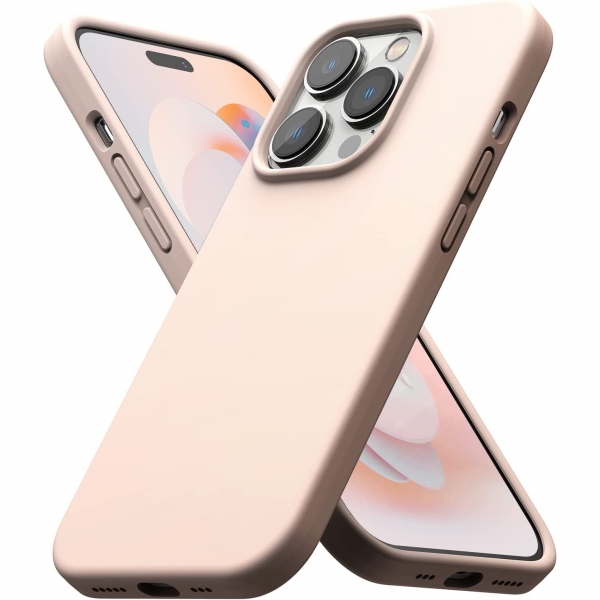 Rin gke iPhone 14 Pro Silikon Klf-Pink Stand