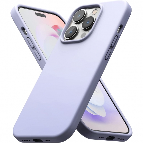 Rin gke iPhone 14 Pro Silikon Klf-Lavender