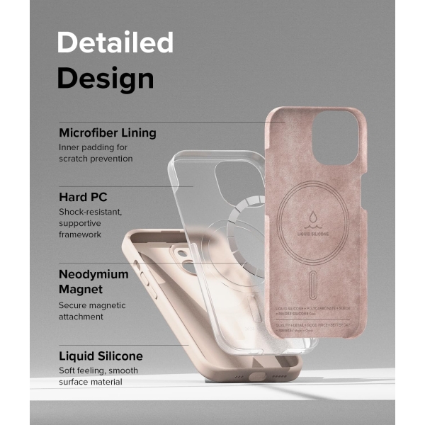 Rin gke iPhone 15 MagSafe Uyumlu Silikon Klf-Pink Sand