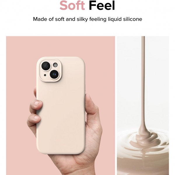 Rin gke iPhone 15 MagSafe Uyumlu Silikon Klf-Pink Sand