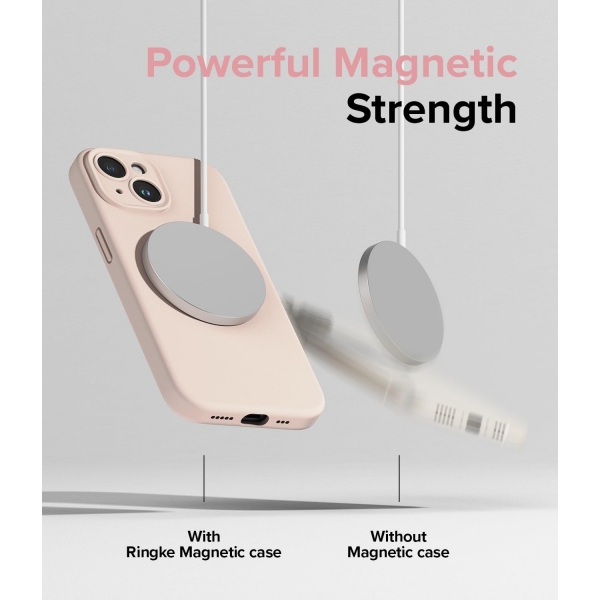 Rin gke iPhone 15 MagSafe Uyumlu Silikon Klf-Pink Sand