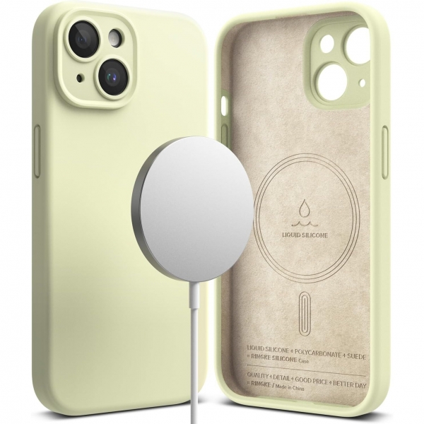 Rin gke iPhone 15 MagSafe Uyumlu Silikon Klf-Lime 