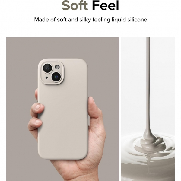 Rin gke iPhone 15 MagSafe Uyumlu Silikon Klf-Light Stone