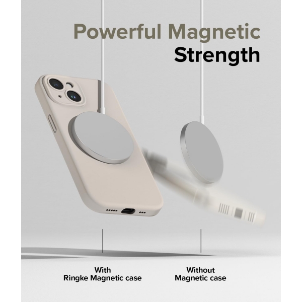 Rin gke iPhone 15 MagSafe Uyumlu Silikon Klf-Light Stone