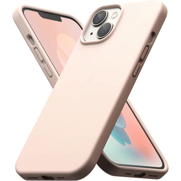Rin gke iPhone 14 Plus Silikon Klf-Pink Stand
