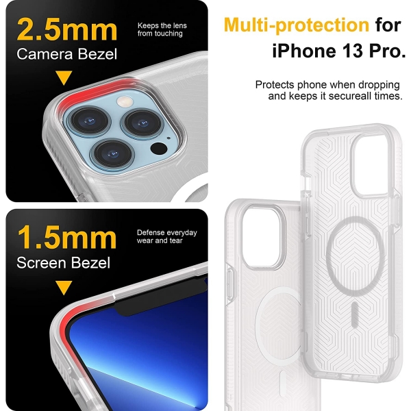 Risubo iPhone 13 Pro Manyetik Klf (MIL-STD-810G)-Clear 