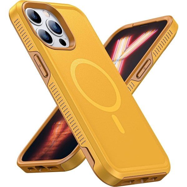 Risubo iPhone 13 Pro Manyetik Klf (MIL-STD-810G)-Yellow