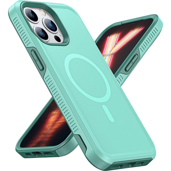 Risubo iPhone 13 Pro Manyetik Klf (MIL-STD-810G)-Aqua Green