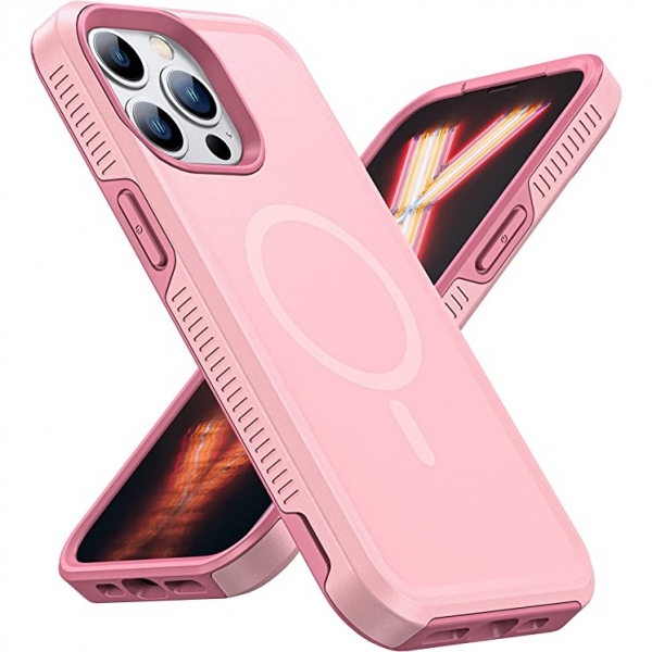 Risubo iPhone 13 Pro Manyetik Klf (MIL-STD-810G)-Pink